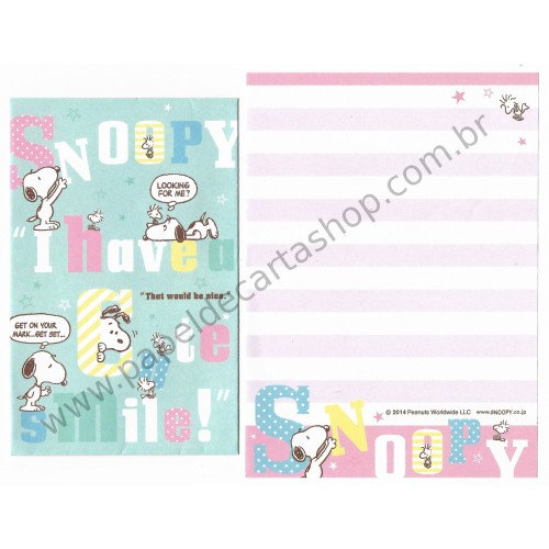 Kit 2 Conjuntos de Mini-Papel de Carta SNOOPY Cute Smile Peanuts