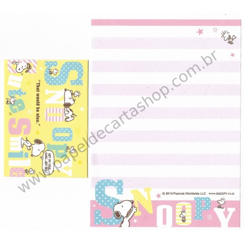 Kit 2 Conjuntos de Mini-Papel de Carta SNOOPY Cute Smile Peanuts