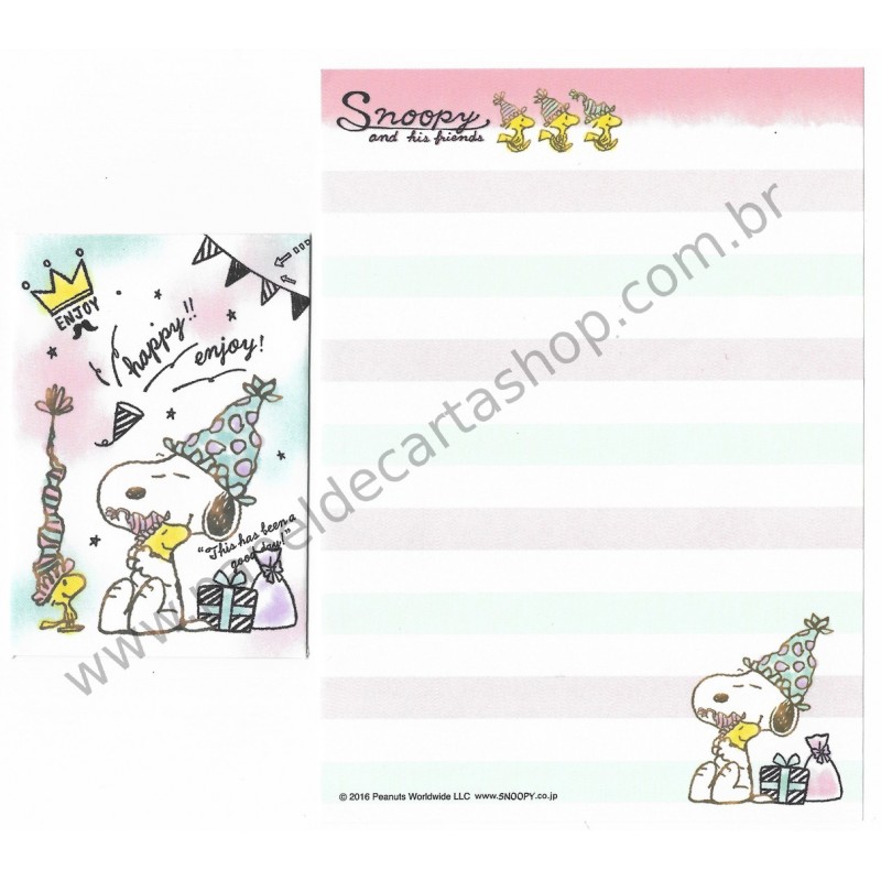 Kit 2 Conjuntos de Mini-Papéis de Carta SNOOPY Enjoy Peanuts