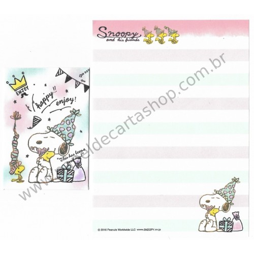 Kit 2 Conjuntos de Mini-Papéis de Carta SNOOPY Enjoy Peanuts