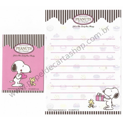 Kit 2 Conjuntos de Mini-Papel de Carta SNOOPY The Lucky One Peanuts