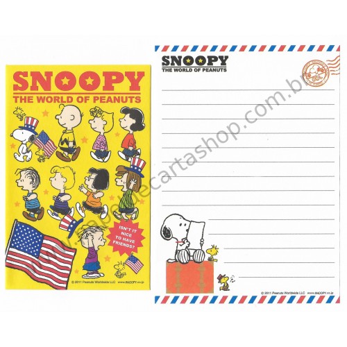 Kit 2 Conjuntos de Mini-Papel de Carta SNOOPY Mail Peanuts