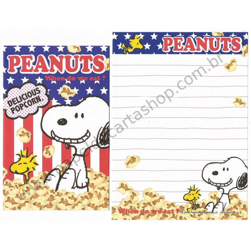 Kit 2 Conjuntos de Mini-Papel de Carta SNOOPY POPCORN Peanuts