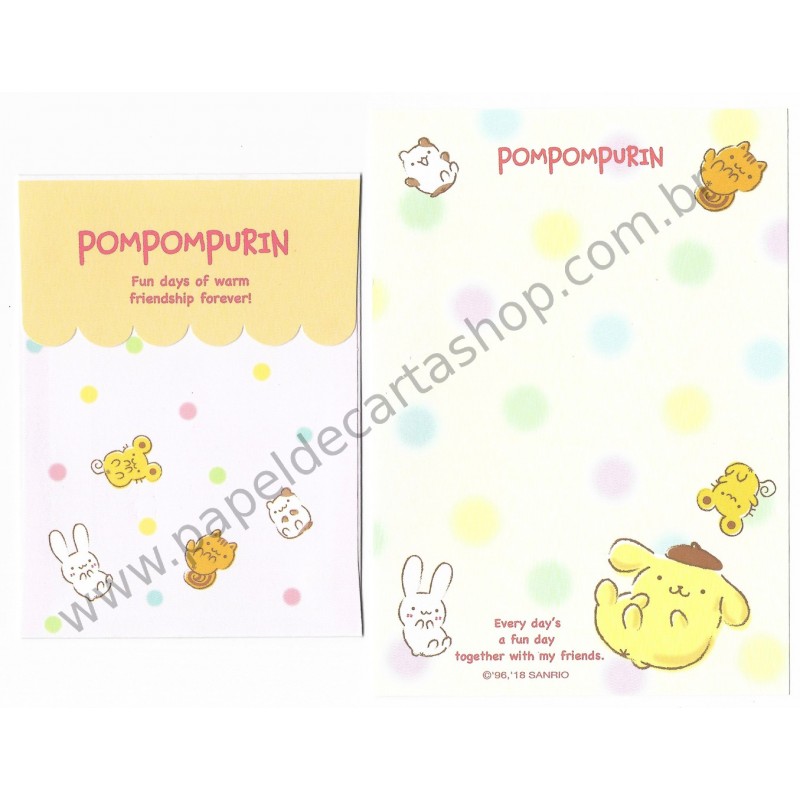 Ano 2018. Kit 3 Conjuntos de Papel de Carta Pompompurin Sanrio