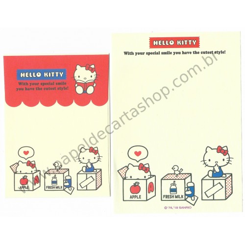 Ano 2018. Kit 3 Conjuntos de Papel de Carta Hello Kitty Sanrio