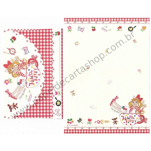 Ano 2018. Conjunto de Papel de Carta Hello Kitty & Setsuko Tamura Sanrio