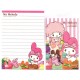 Ano 2014. Kit 2 Conjuntos de Mini-Papel de Carta My Melody Macaron- Sanrio