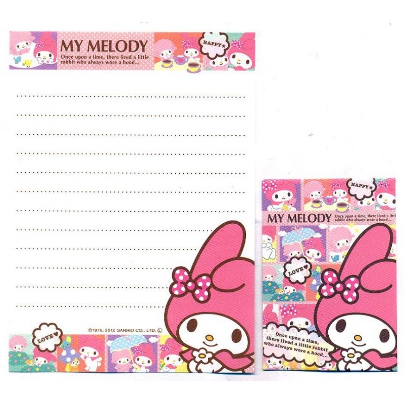 Ano 2015. Kit 2 Conjuntos de Mini-Papel de Carta My Melody Hood - Sanrio