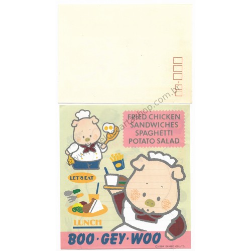 Ano 1984. Conjunto de Papel de Carta BOO GEY WOO Lets Eat CRE Vintage Sanrio