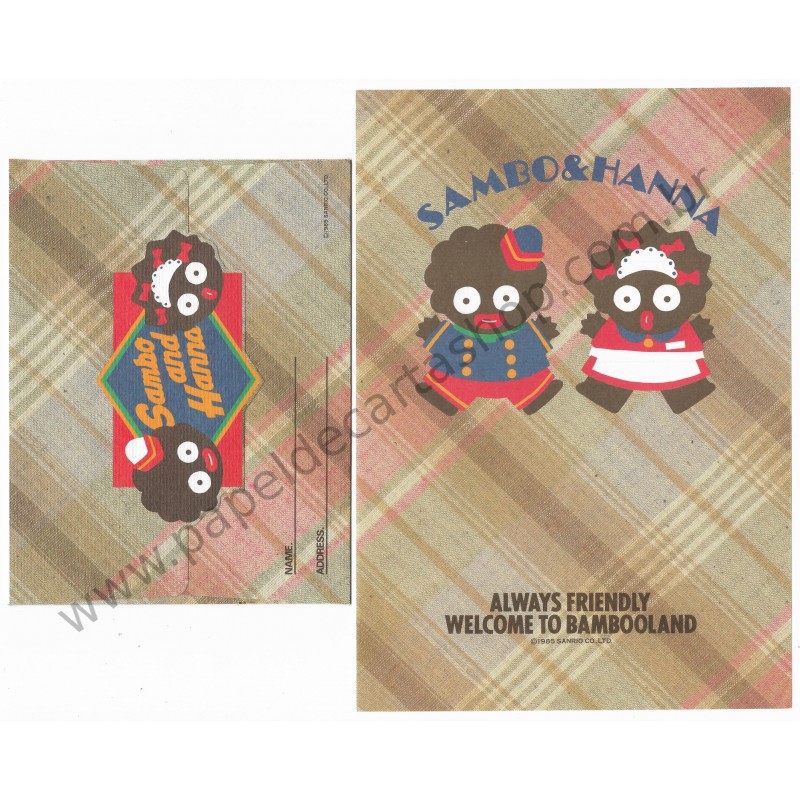 Ano 1985. Conjunto de Papel de Carta Sambo and Hanna Vintage Sanrio