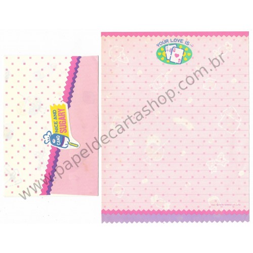 Ano 1979. Conjunto de Papel de Carta Fresh Punch Nice and Sugary CRS Vintage Sanrio