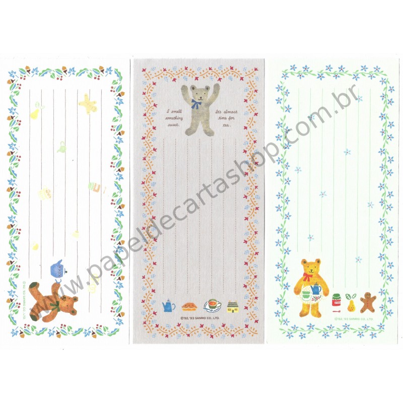 Ano 1993. Kit 3 Notas Grandes Honeyfield Vintage Sanrio