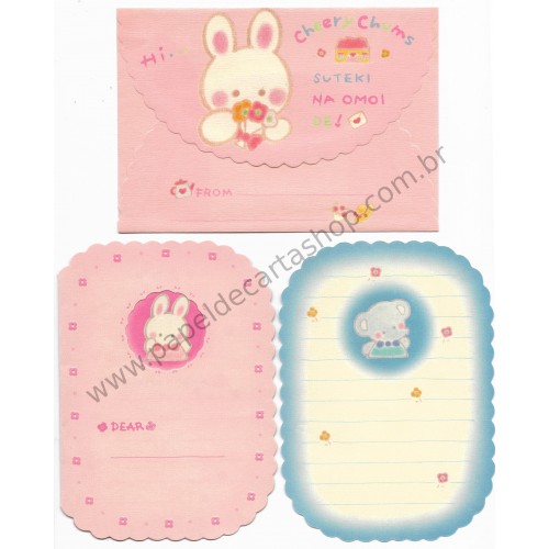 Ano 1989. Conjunto de Papel de Carta Cheery Chums Vintage Sanrio