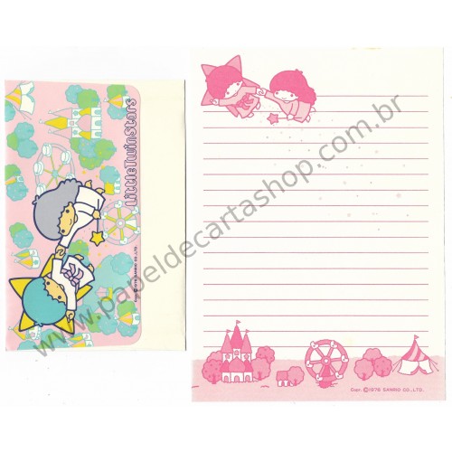 Ano 1976. Conjunto de Papel de Carta Little Twin Stars Park Vintage Sanrio