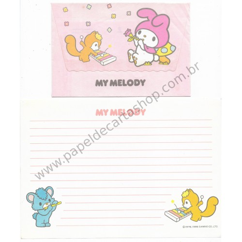 Ano 1986. Conjunto de Papel de Carta My Melody Days of Fun Vintage Sanrio Argentina