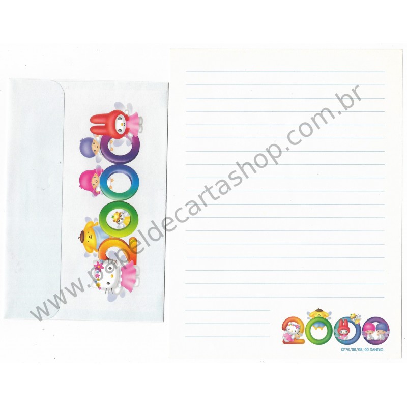 Ano 2000. Conjunto de Papel de Carta Hello Kitty 2000 CBR Sanrio