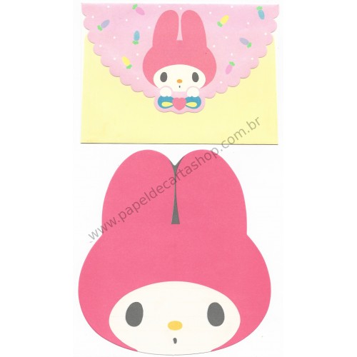 Ano 1976. Conjunto de Papel de Carta My Melody Die Cut Vintage Sanrio