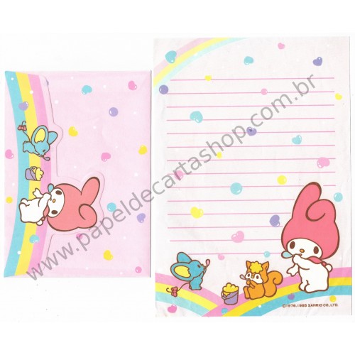 Ano 1985. Conjunto de Papel de Carta My Melody Bubbles Vintage Sanrio