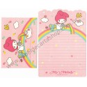 Ano 1987. Conjunto de Papel de Carta My Melody Rainbow Vintage Sanrio