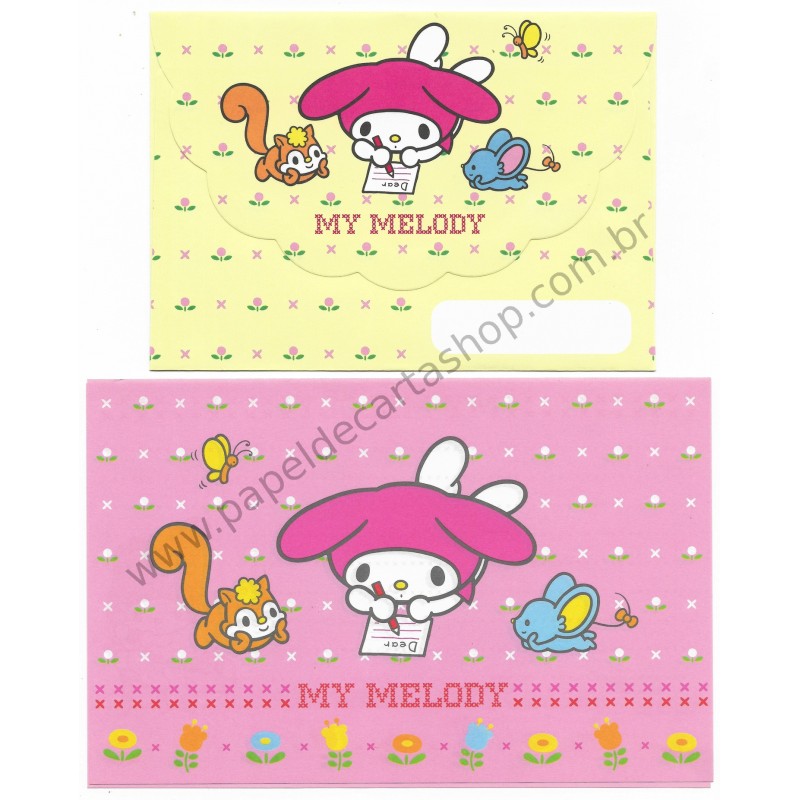 Ano 2000. Conjunto de Papel de Carta My Melody Yellow Antigo (Vintage) Sanrio