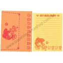 Ano 2000. Conjunto de Papel de Carta My Melody Orange Vintage Sanrio