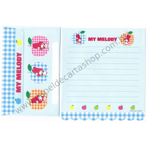 Ano 2001. Kit 4 Conjuntos de Papel de Carta My Melody Apples Vintage Sanrio