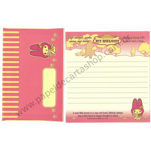 Ano 2002. Conjunto de Papel de Carta My Melody Little Bunny Sanrio