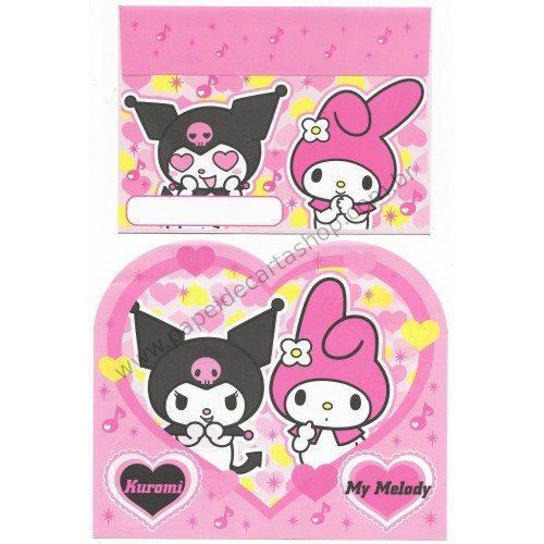 Ano 2006. Conjunto de Papel de Carta My Melody & Kuromi 2 Sanrio