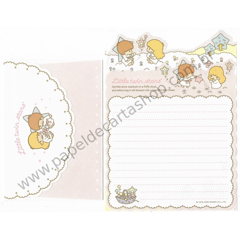 Ano 2006. Conjunto de Papel de Carta Little Twin Stars EBR Sanrio