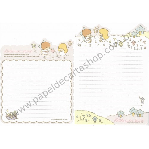 Ano 2006. Conjunto de Papel de Carta Little Twin Stars EBR Sanrio