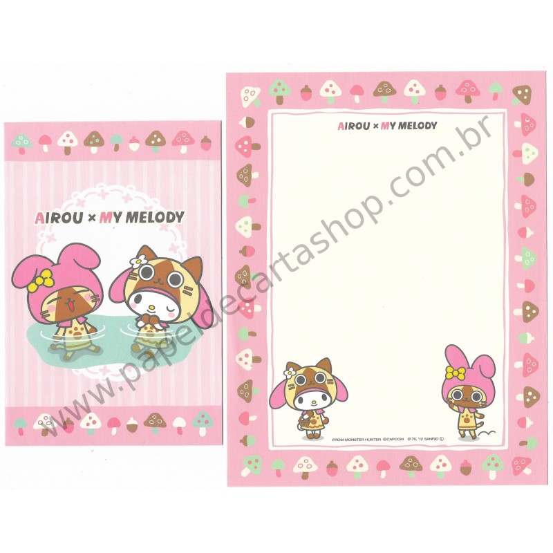 Ano 2012. Conjunto de Papel de Carta Airou x My Melody2 Sanrio