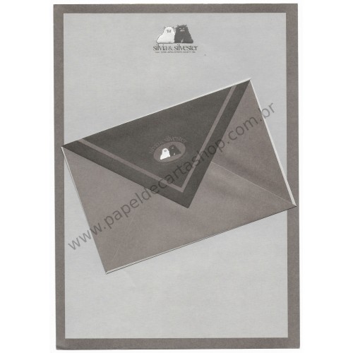 Ano 1980. Conjunto de Papel de Carta Vintage Silvia & Silvester