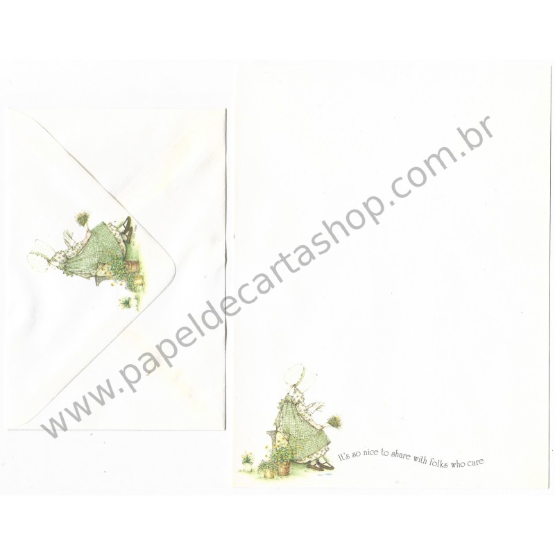 Conjunto de Papel de Carta Antigo Importado Holly Hobbie M81