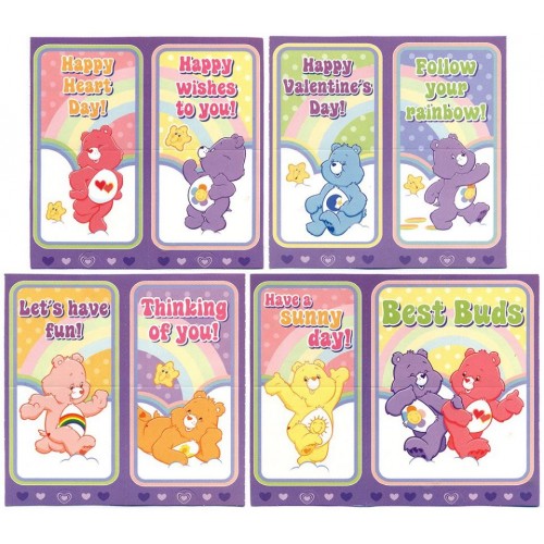 Kit 8 Mini-Cartões de Mensagem Valentines Antigo Importado Ursinhos Carinhosos3