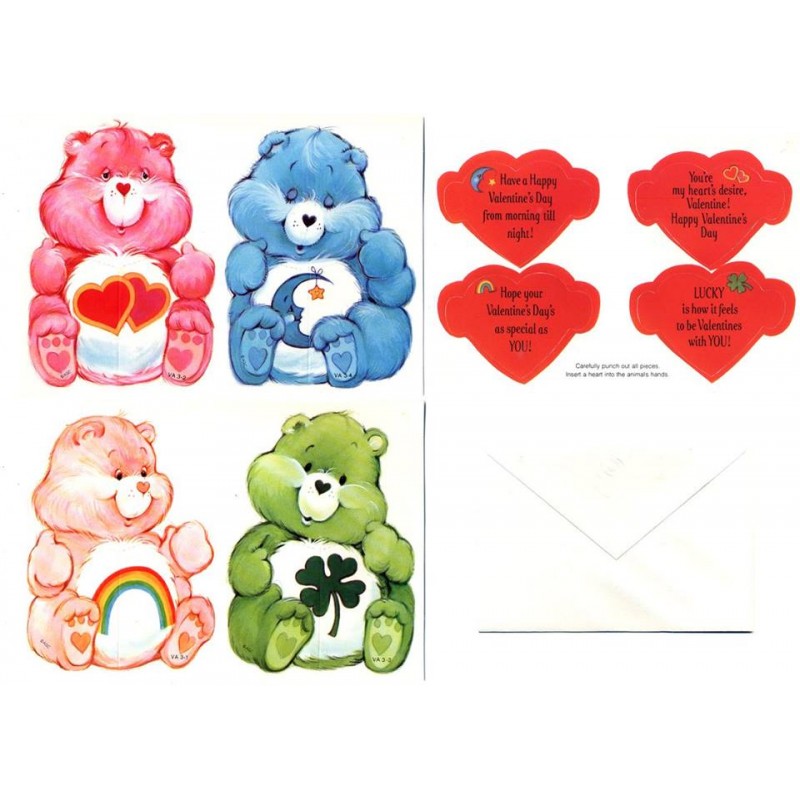 Kit 8 Mini-Cartões de Mensagem Valentines Antigo Importado Ursinhos Carinhosos2
