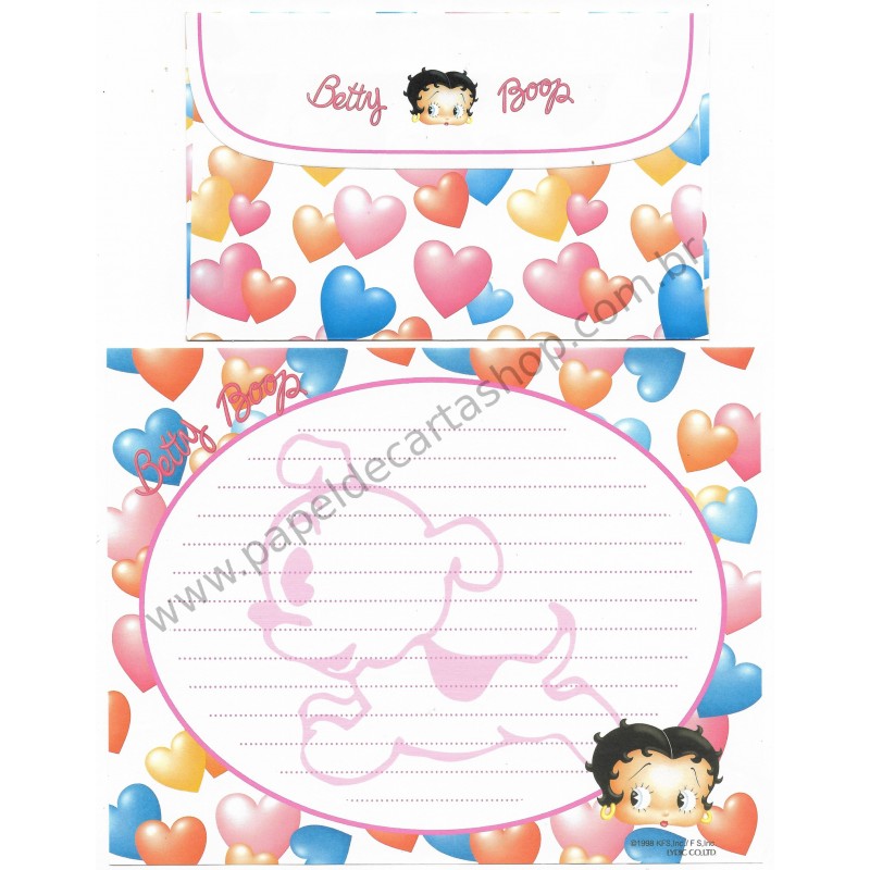 Ano 1998. Conjunto de Papel de Carta IMPORTADO Betty Boop