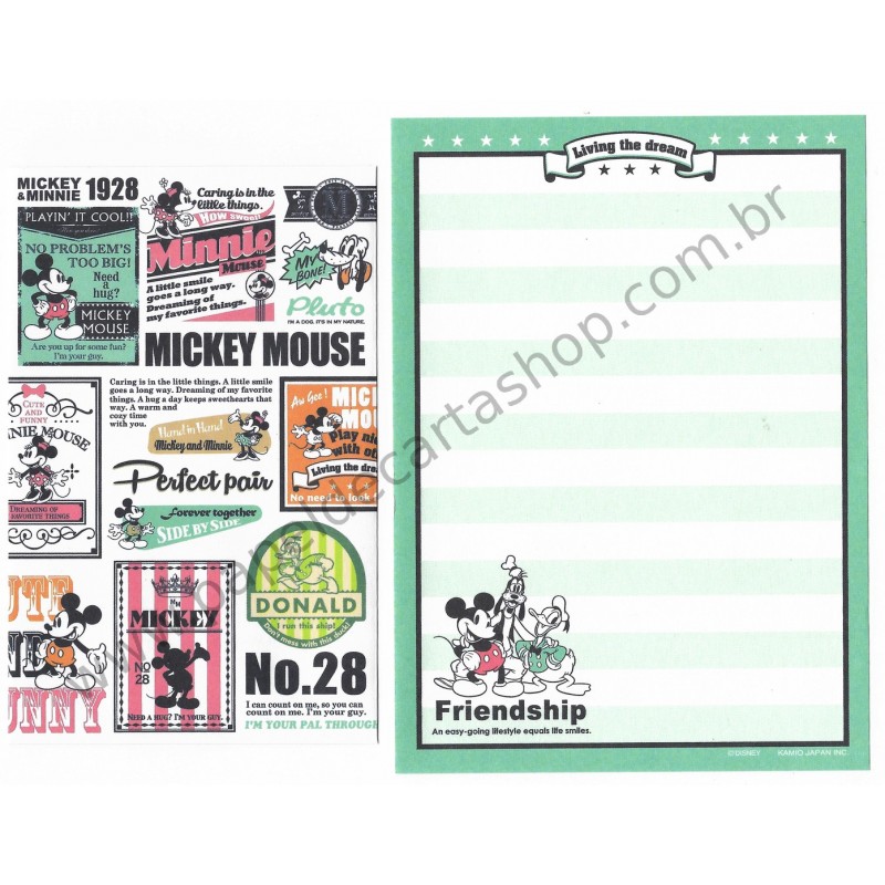 Mini Conjunto de Papel de Carta Disney Mickey Forever Together - Kamio Japan