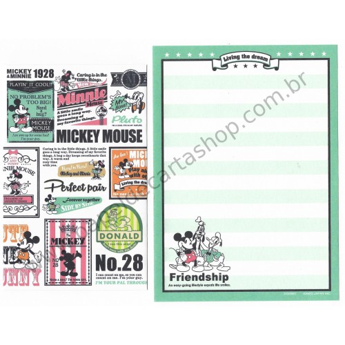 Mini Conjunto de Papel de Carta Disney Mickey Forever Together - Kamio Japan