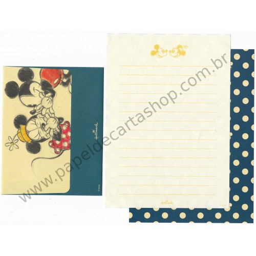 Conjunto de Papel de Carta Disney Mickey Blue Dots - Hallmark