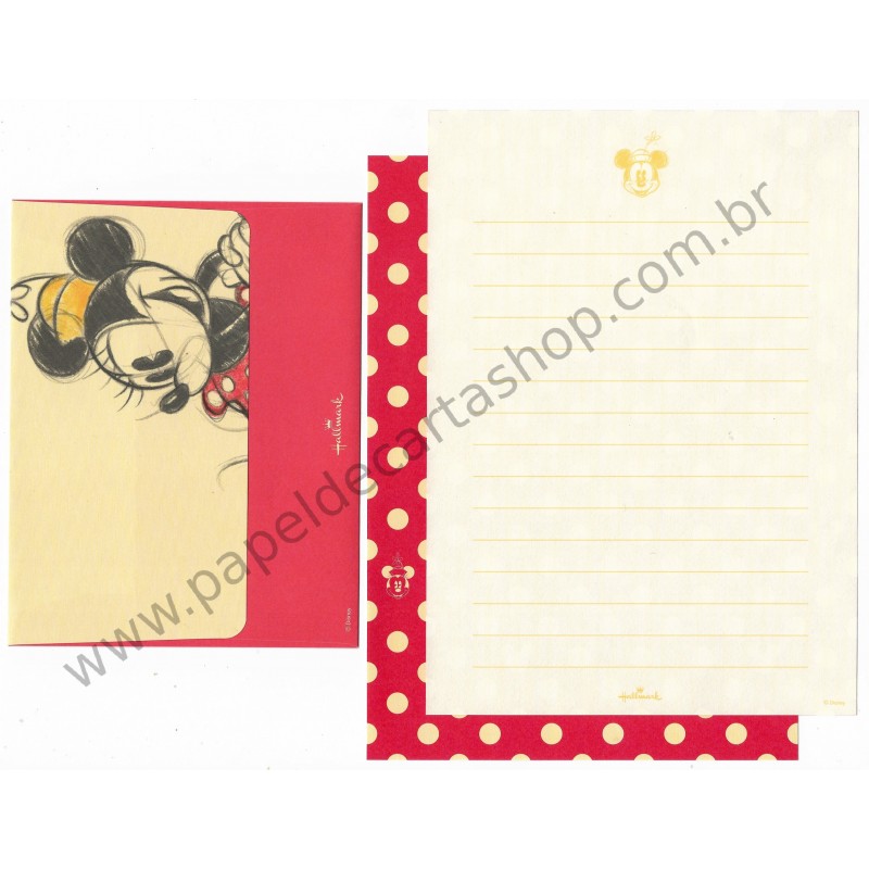 Conjunto de Papel de Carta Disney Minnie Red Dots - Hallmark