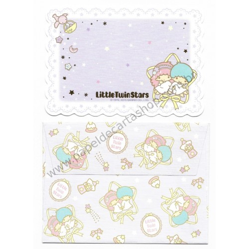 Ano 2015. Mini-Cartão de Mensagem Little Twin Stars Ribbon Sanrio