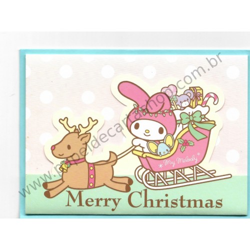 Ano 2014. Cartão Merry Christmas My Melody (DEER) SANRIO