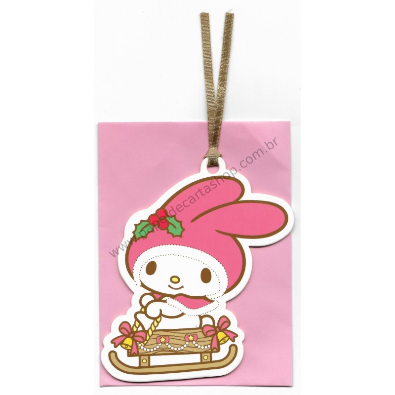 Ano 2015. Cartão Tag Merry Christmas My Melody SANRIO