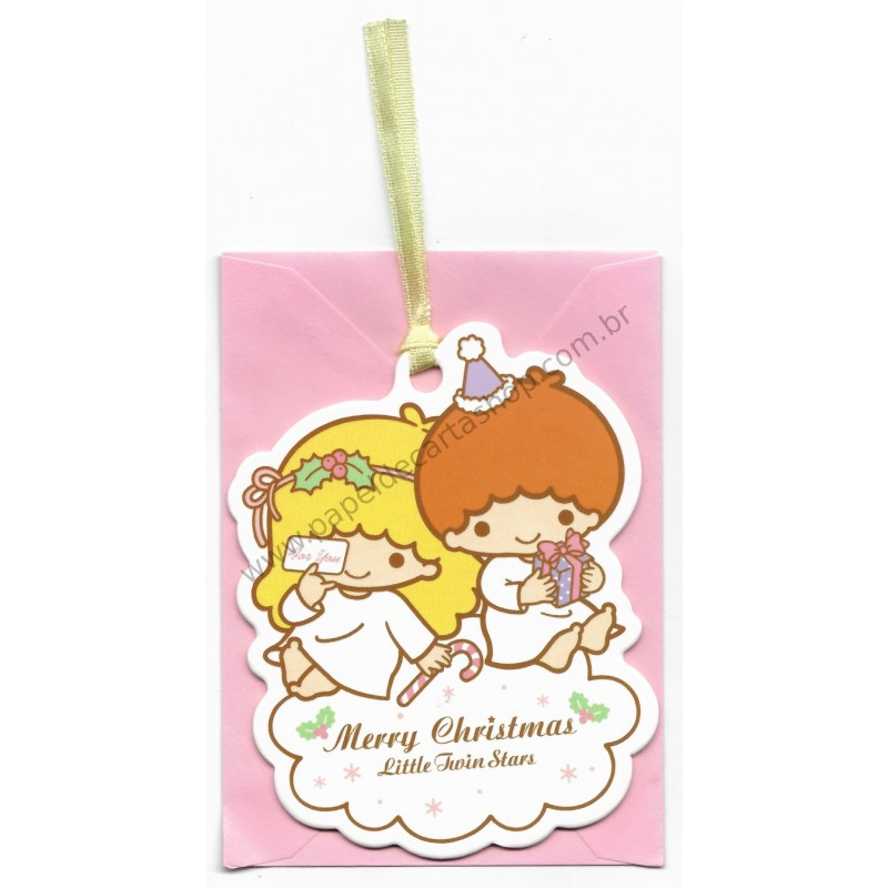 Ano 2013. Cartão Tag Merry Christmas Little Twin Stars SANRIO