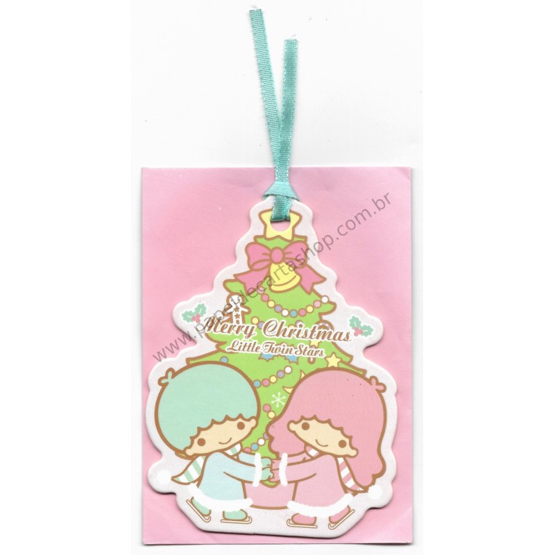 Ano 2013. Cartão Tag Merry Christmas Little Twin Stars TREE SANRIO