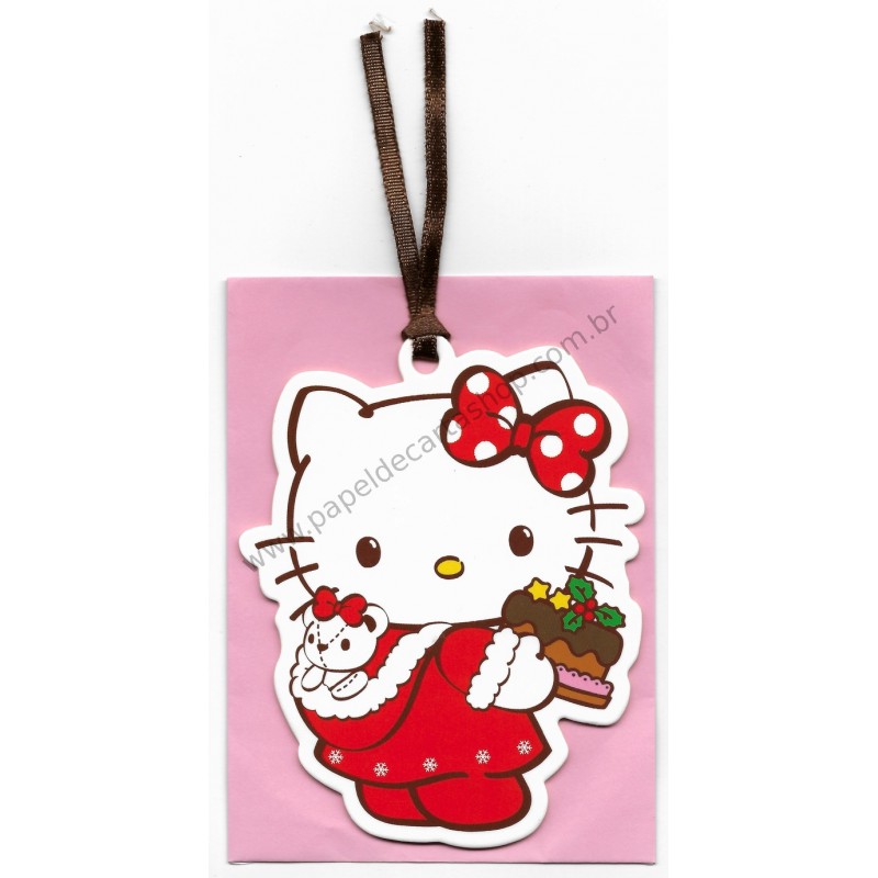 Ano 2015. Cartão Tag Merry Christmas Hello Kitty SANRIO