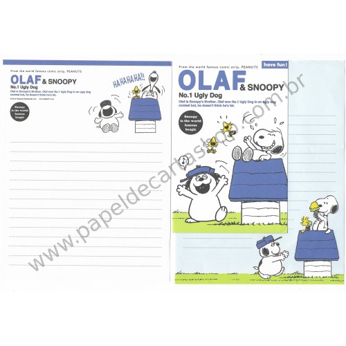 Kit 2 Conjuntos de Papel de Carta Olaf No1 Ugly Dog Peanuts 2014