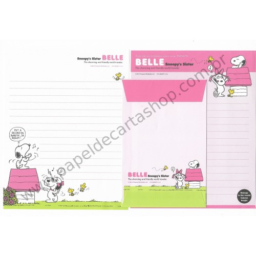 Kit 2 Conjuntos de Papel de Carta Belle Snoopy's Sister Peanuts 2014