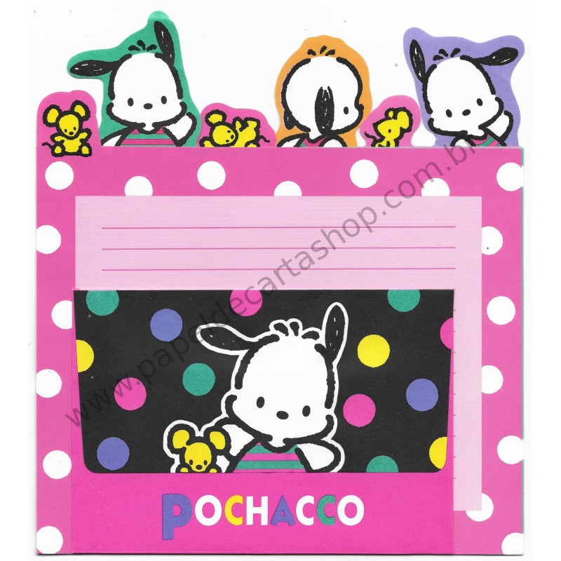 Ano 1993. Conjunto de Papel de Carta Pochacco Q Vintage Sanrio