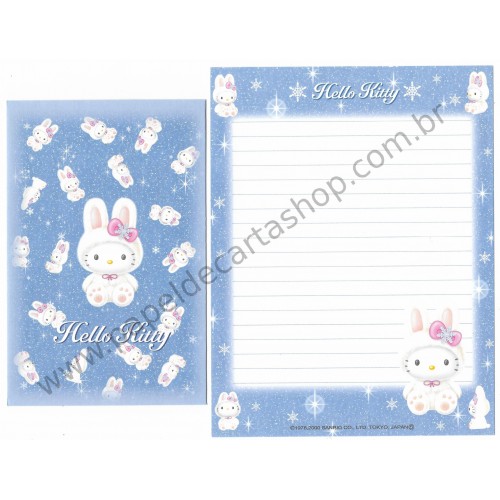 Ano 2000. Conjunto de Papel de Carta Hello Kitty Regional Snow Sanrio